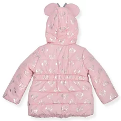 Disney Toddler Disney Minnie Mouse Relaxed Fit Long Sleeve Hooded Puffer Jacket - Pink 3T