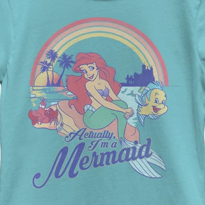 Disney Girl's The Little Mermaid Ariel Actually I'm A Mermaid Rainbow T-Shirt 1 Disney Girl's The Little Mermaid Ariel Actually I'm A Mermaid Rainbow T-Shirt