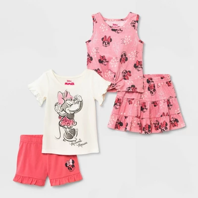 Disney Toddler Girls' 4pc Minnie Mouse Solid Top And Bottom Set - Pink 5 Disney Toddler Girls' 4pc Minnie Mouse Solid Top And Bottom Set - Pink - Image 5
