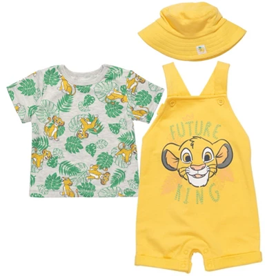 Disney Lion King Simba Timon Pumbaa Baby French Terry Short Overalls T-Shirt And Hat 3 Piece Outfit Set Newborn To Infant 9 Disney Lion King Simba Timon Pumbaa Baby French Terry Short Overalls T-Shirt And Hat 3 Piece Outfit Set Newborn To Infant - Image 9