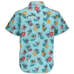Disney Lilo & Stitch Mickey Mouse Lion King Simba Hawaiian Blue Button Down Shirt Little Kid To Big Kid