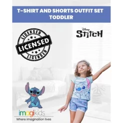 Disney Minnie Mouse Lilo & Stitch Descendants Evie Uma Girls T-Shirt And French Terry Shorts Outfit Set Toddler To Big Kid