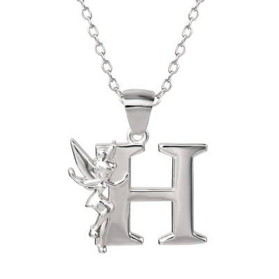 Disney Tinkerbell Initial Silver Pendant Necklace 12 Disney Tinkerbell Initial Silver Pendant Necklace - Image 12