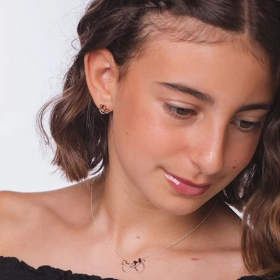 Disney Women's Mickey And Minnie Mouse Silver Plated Pendant Necklace, 18" 1 Disney Women's Mickey And Minnie Mouse Silver Plated Pendant Necklace, 18"