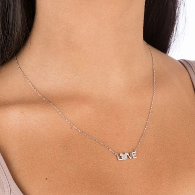 Disney Jewelry Mickey Mouse Love Sterling Silver Cubic Zirconia Mickey Necklace, 18" 1 Disney Jewelry Mickey Mouse Love Sterling Silver Cubic Zirconia Mickey Necklace, 18"