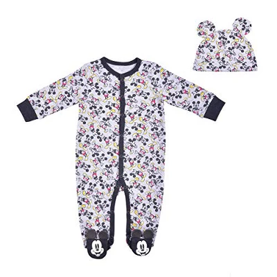 Disney Boy's Mickey Mouse Footed Baby Coverall Jumpsuit And Hat With 3D Ears For Infant 5 Disney Boy's Mickey Mouse Footed Baby Coverall Jumpsuit And Hat With 3D Ears For Infant - Image 5