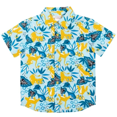 Disney Lilo & Stitch Mickey Mouse Lion King Simba Hawaiian Blue Button Down Shirt Little Kid To Big Kid 10 Disney Lilo & Stitch Mickey Mouse Lion King Simba Hawaiian Blue Button Down Shirt Little Kid To Big Kid - Image 10