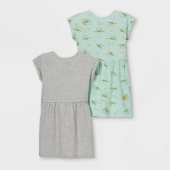 Disney Toddler Girls' 2pc Star Wars Baby Yoda Knit Short Sleeve Dress - Heather Gray