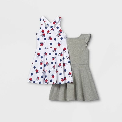 Disney Toddler Girls' 2pk Minnie Mouse Sleeveless Knit Dress - Gray 1 Disney Toddler Girls' 2pk Minnie Mouse Sleeveless Knit Dress - Gray