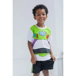 Disney Pixar Toy Story Woody Buzz Lightyear T-Shirt And Mesh Shorts Outfit Set Toddler