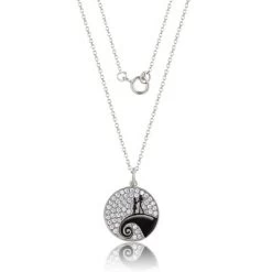 Disney The Nightmare Before Christmas Womens Sterling Silver And Cubic Zirconia Jack And Sally Moon Necklace, 18'' -Family Trends Shop GUEST 4e1b13be 8341 4015 9a1d af70fe70ab89
