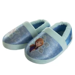 Disney Frozen Girl Slippers - Elsa And Anna Plush Lightweight Warm Comfort Soft Aline House Shoes â Ice Blue (sizes 5-12 Toddler-Little Kid)