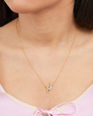 Disney Womens Tinker Bell 18K Gold-Plated Tinkerbell On The Moon Pendant Necklace Jewelry, 18'' 1 Disney Womens Tinker Bell 18K Gold-Plated Tinkerbell On The Moon Pendant Necklace Jewelry, 18''