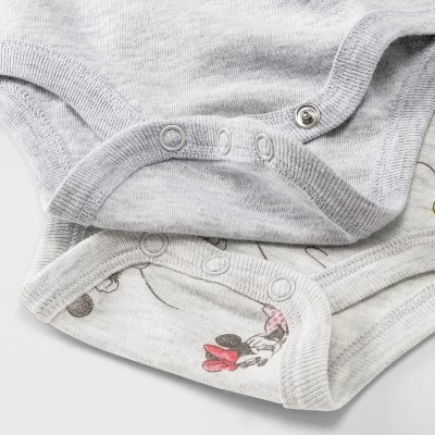 Baby Boys' Disney Mickey Mouse & Friends Minnie 3pk Bodysuit And One Piece Clothing Set - Heathered Gray 3 Baby Boys' Disney Mickey Mouse & Friends Minnie 3pk Bodysuit And One Piece Clothing Set - Heathered Gray - Image 3