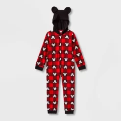 Kids' Disney 100 Mickey Mouse Buffalo Plaid Wearable Blanket - Red