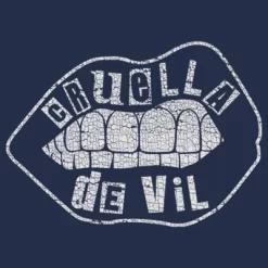 Disney Men's Cruella Distressed Lips Logo T-Shirt - Navy Blue Heather - 2X Big Tall