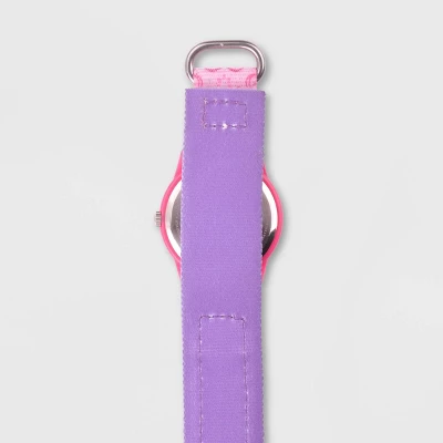 Girls' Disney Princess Plastic Time Teacher Nylon Strap Watch - Pink 3 Girls' Disney Princess Plastic Time Teacher Nylon Strap Watch - Pink - Image 3