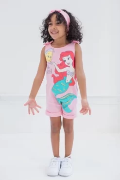 Disney Princess Rapunzel Ariel Belle Jasmine Aurora Baby Girls Snap Romper And Headband Newborn To Toddler