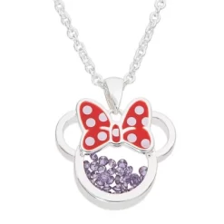 Disney Minnie Mouse Womens Silver Plated Birthstone Shaker Necklace, 18+2" -Family Trends Shop GUEST 611f6812 8fca 41db 9993 138d1941d1e5