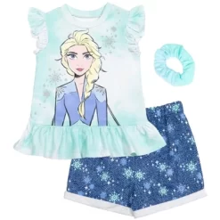 Disney Frozen Minnie Mouse Little Mermaid Elsa Princess Anna Peplum T-Shirt Shorts & Scrunchie 3 Pc Set Infant To Big Kid -Family Trends Shop GUEST 61aa1e5c c9af 4512 8bb8 2bc0a035a328
