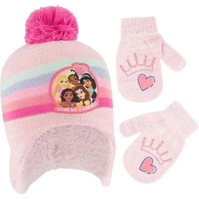 Disney Princess Winter Hat And Kids Mittens/ Gloves Set, Toddlers Age 2-4 2 Disney Princess Winter Hat And Kids Mittens/ Gloves Set, Toddlers Age 2-4 - Image 2