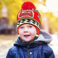 Disney Cars Lightning McQueen Boys Winter Beanie Hat And Mittens Set, Toddler Ages 2-4