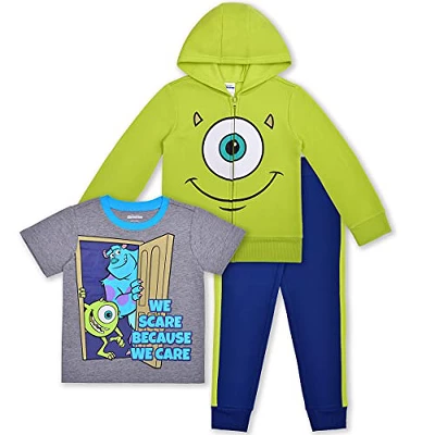Disney Boy's Monster's Inc 3 Pack Coordinates, Graphic Printed Zip Up Hoodie, T-Shirt, And Joggers Set For Toddler 7 Disney Boy's Monster's Inc 3 Pack Coordinates, Graphic Printed Zip Up Hoodie, T-Shirt, And Joggers Set For Toddler - Image 7