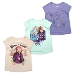 Disney Girl's 3-Pack Anna And Elsa Fearless Short Sleeve A-Line Frozen II Tee Shirts For Kids -Family Trends Shop GUEST 68998ed5 e17e 4050 9f54 6b8b202ad86d