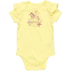 Disney Princess The Little Mermaid Ariel Belle Tiana Baby Girls Bodysuit Shorts And Headband 3 Piece Outfit Set Newborn To Infant