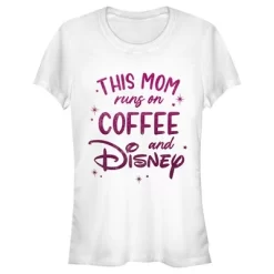 Junior's Disney This Mom Runs On Coffee T-Shirt -Family Trends Shop GUEST 68e91c39 5f50 4fda 9e35 c85eef103b4a