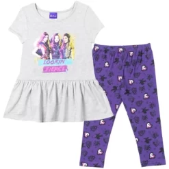 Disney Descendants Mal Evie Uma Peplum T-Shirt Capri Legging Set Grey/Purple -Family Trends Shop GUEST 6b52c41c ea3e 4312 b914 fc8e87085dc7