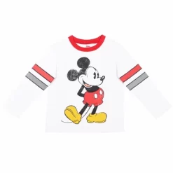 Disney Mickey Mouse Toddler Boys Long Sleeve T-Shirt Fleece Pant Set White/Gray