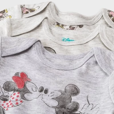 Baby Boys' Disney Mickey Mouse & Friends Minnie 3pk Bodysuit And One Piece Clothing Set - Heathered Gray 2 Baby Boys' Disney Mickey Mouse & Friends Minnie 3pk Bodysuit And One Piece Clothing Set - Heathered Gray - Image 2