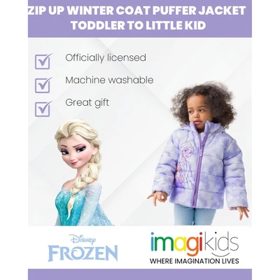 Disney Frozen Princess Anna Elsa Girls Zip Up Winter Coat Puffer Jacket Toddler 3 Disney Frozen Princess Anna Elsa Girls Zip Up Winter Coat Puffer Jacket Toddler - Image 3