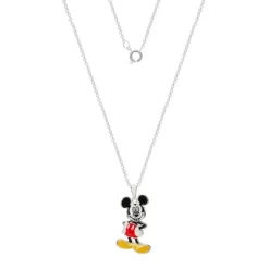 Disney Mickey Mouse Women Silver-Plated Enamel Classic Mickey Mouse Pose Pendant Necklace, 18'' -Family Trends Shop GUEST 718b055b 4df9 43ec 84c3 decc9c941f3e