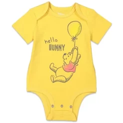 Disney Winnie The Pooh Baby Boys 3 Pack Cuddly Short Sleeve Bodysuits