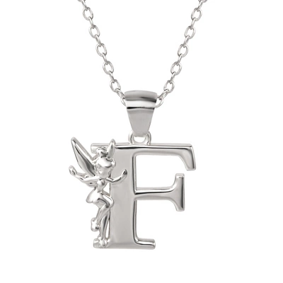 Disney Tinkerbell Initial Silver Pendant Necklace 10 Disney Tinkerbell Initial Silver Pendant Necklace - Image 10