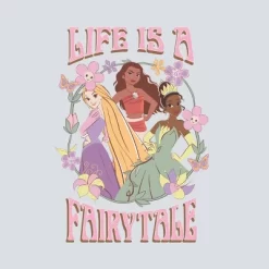 Girls' Disney Princess 'Life Is A Fairytale' Graphic T-Shirt - Light Blue