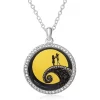 Disney The Nightmare Before Christmas Womens Jack And Sally Necklace, 18''