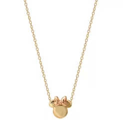 Disney Minnie Mouse Gold Plated Over Sterling Silver Slider Pendant Necklace - Two Tone, 18" -Family Trends Shop GUEST 859c3f2f 0de4 470e 8937 933c54b22ecf