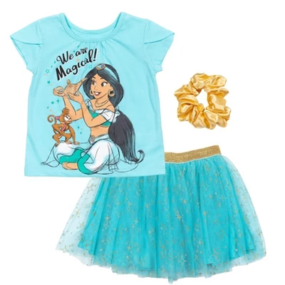 Disney Princess Disney Moana Princess Frozen Rapunzel Jasmine Belle Girls T-Shirt Tulle Skirt And Scrunchie 3 Piece Outfit Set Little Kid To Big Kid 8 Disney Princess Disney Moana Princess Frozen Rapunzel Jasmine Belle Girls T-Shirt Tulle Skirt And Scrunchie 3 Piece Outfit Set Little Kid To Big Kid - Image 8
