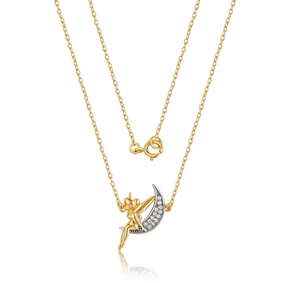 Disney Womens Tinker Bell 18K Gold-Plated Tinkerbell On The Moon Pendant Necklace Jewelry, 18'' 3 Disney Womens Tinker Bell 18K Gold-Plated Tinkerbell On The Moon Pendant Necklace Jewelry, 18'' - Image 3