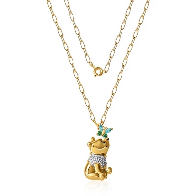 Disney Winnie The Pooh Gold-Plated Butterfly And Pooh Pendant With Paper Clip Chain, 18'' 2 Disney Winnie The Pooh Gold-Plated Butterfly And Pooh Pendant With Paper Clip Chain, 18'' - Image 2