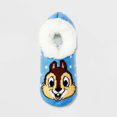 Women's Disney Chip 'n Dale Pull-On Slipper Socks With Grippers - Blue/White 4-10 2 Women's Disney Chip 'n Dale Pull-On Slipper Socks With Grippers - Blue/White 4-10 - Image 2