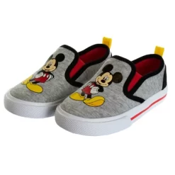 Mickey Mouse Kids Casual No Lace Shoes - Low Top Canvas Slip-on Tennis Boys Sneakers - Disney Character Sneaker Shoe (Size 5-12 Toddler - Little Kid)