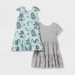 Disney Toddler Girls' 2pk Frozen Tie-Dye Dress - Gray