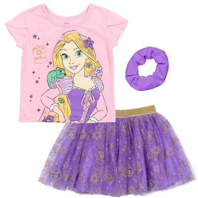 Disney Princess Disney Moana Princess Frozen Rapunzel Jasmine Belle Girls T-Shirt Tulle Skirt And Scrunchie 3 Piece Outfit Set Little Kid To Big Kid 9 Disney Princess Disney Moana Princess Frozen Rapunzel Jasmine Belle Girls T-Shirt Tulle Skirt And Scrunchie 3 Piece Outfit Set Little Kid To Big Kid - Image 9