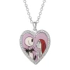 Disney The Nightmare Before Christmas Womens Jack And Sally Heart Pendant Necklace, 18''