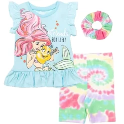 Disney Frozen Minnie Mouse Little Mermaid Elsa Princess Anna Peplum T-Shirt Shorts & Scrunchie 3 Pc Set Infant To Big Kid -Family Trends Shop GUEST a93d14b3 ff79 4a45 aec4 299db49c977e