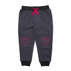Disney Boy's Mickey Mouse Graphic Print Jogger Pants With Drawstring Waistband, 2 Piece Set For Toddler